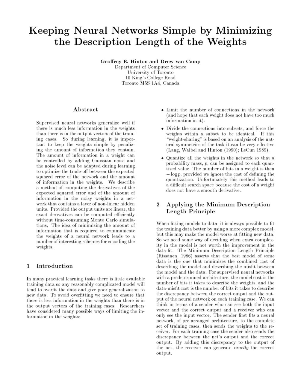 Image 86: Keeping Neural Networks Simple by Minimizing the Description Length of the Weights