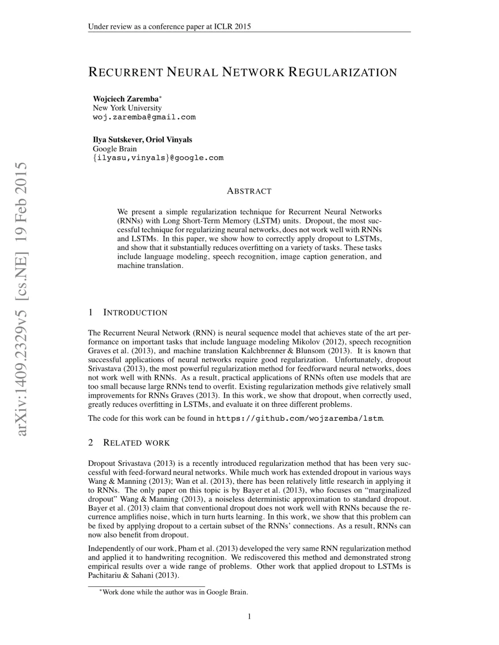 Image 37: Recurrent Neural Network Regularization